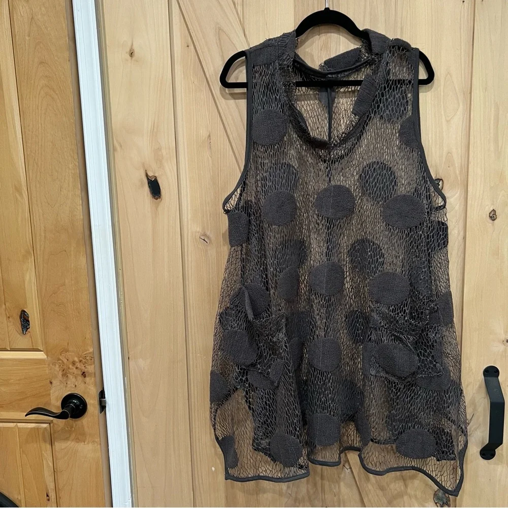 Heydari Sheer Netting Swing Polka dots Blouse Top Size 1 Rare - Picture 10 of 13